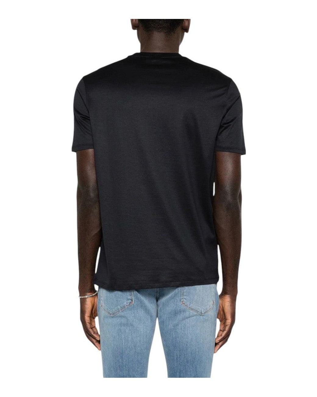 Emporio Armani Black Regular Logo T-Shirt for men