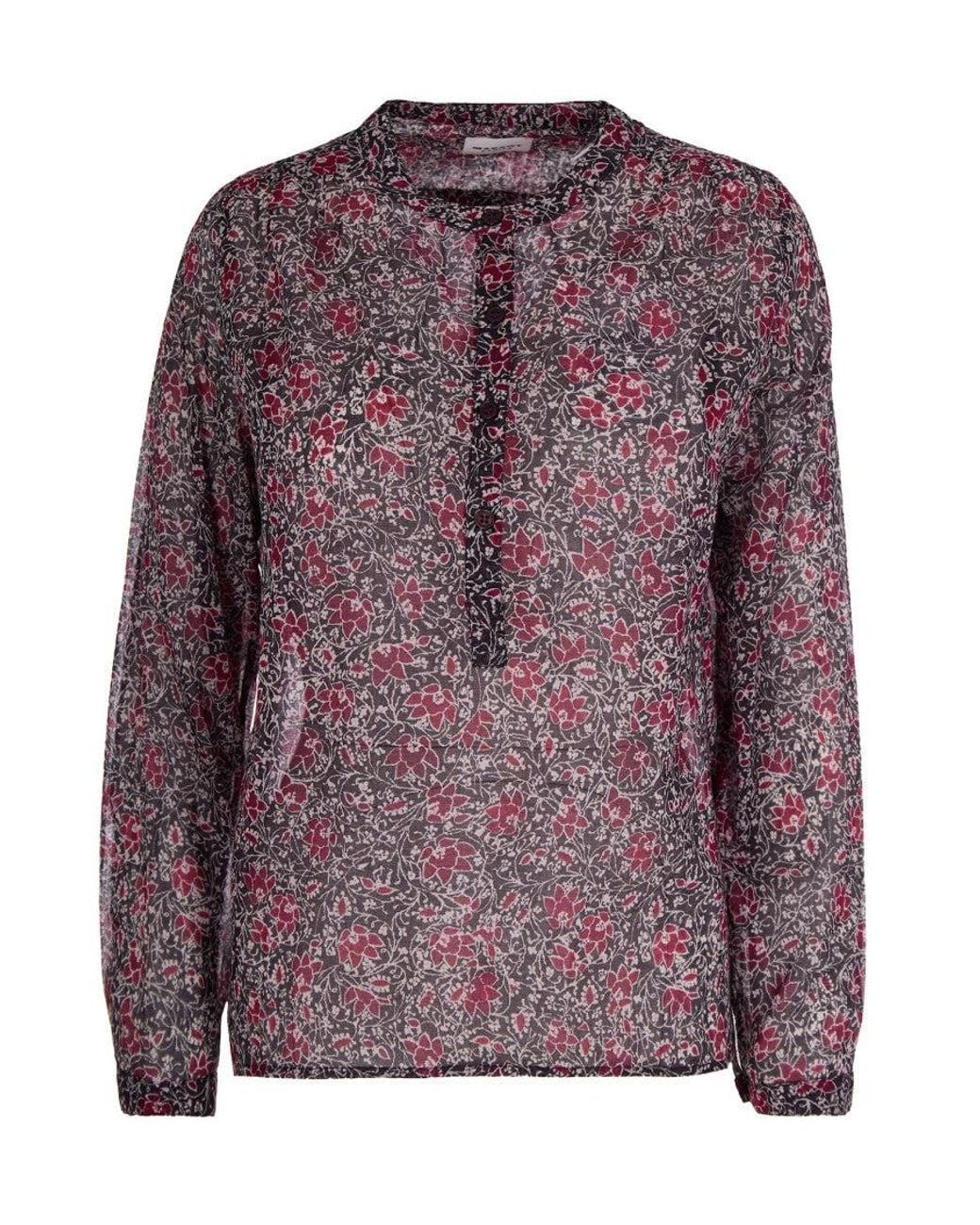 Isabel Marant Purple Floral Henley Top