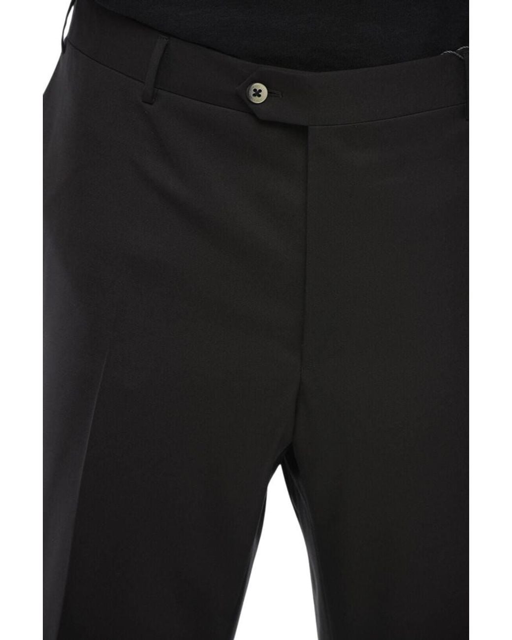 Corneliani Black Flat Front Pants for men