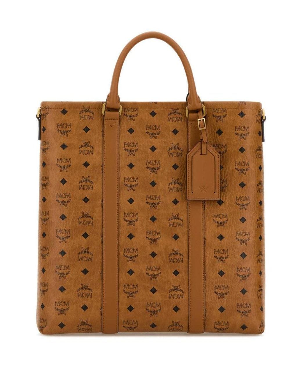 MCM Brown Aren Top Zip Large Tote