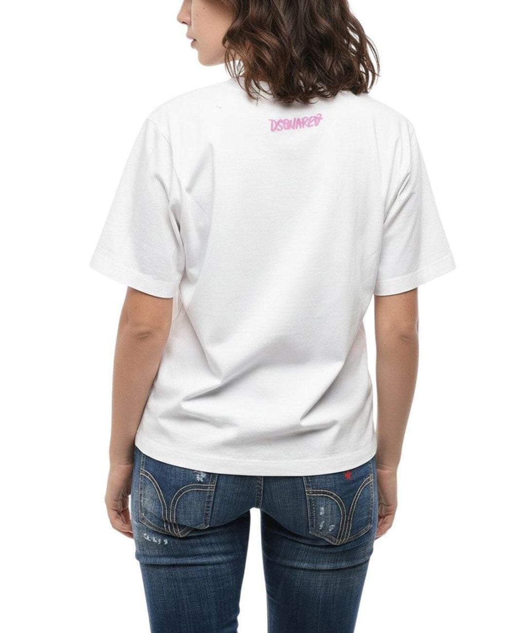DSquared² White Graphic Crew Neck T-Shirt