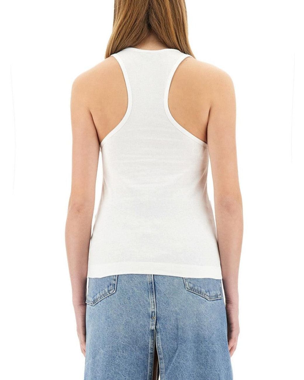 Stella McCartney White Logo Scoop Neck Top