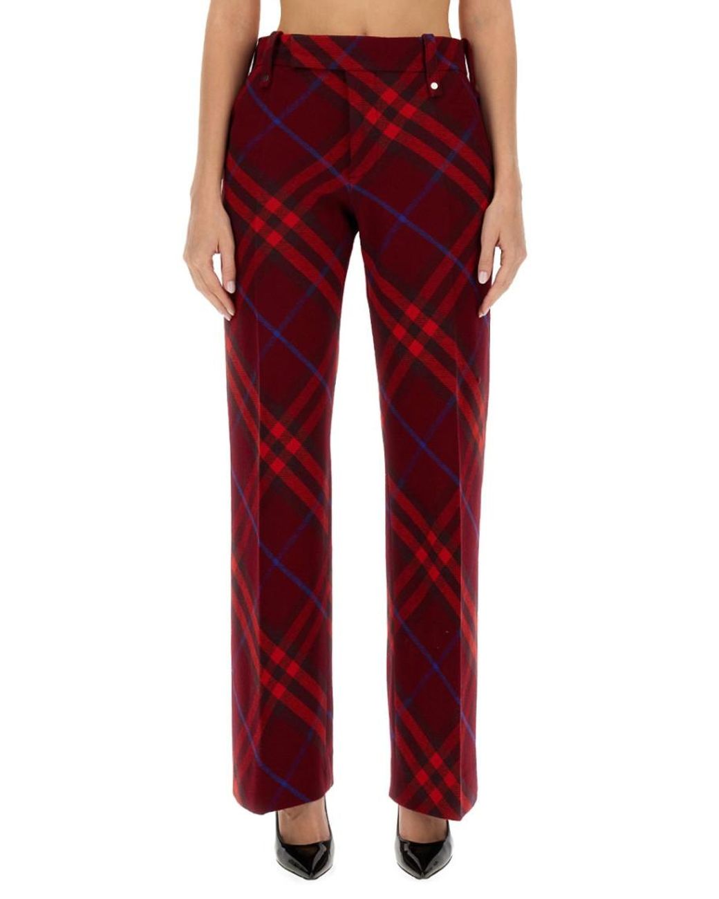 Burberry Red Regular Flat Front Pants