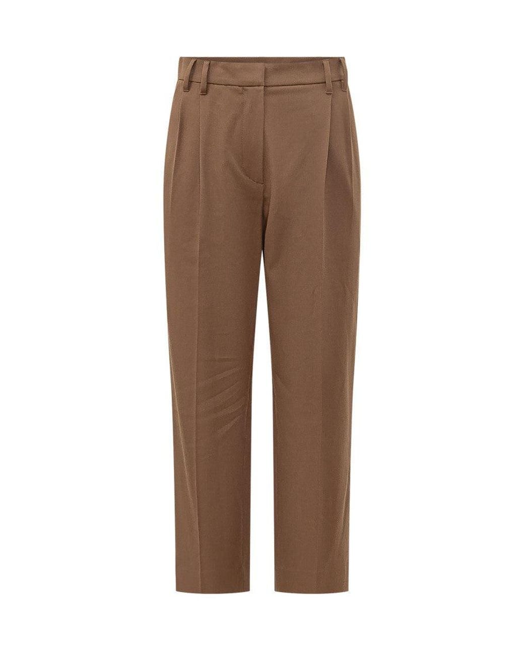 Brunello Cucinelli Brown Tailored Flat Front Pants