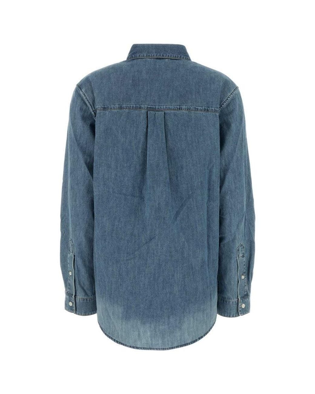 Miu Miu Blue Denim Regular Solid Shirt