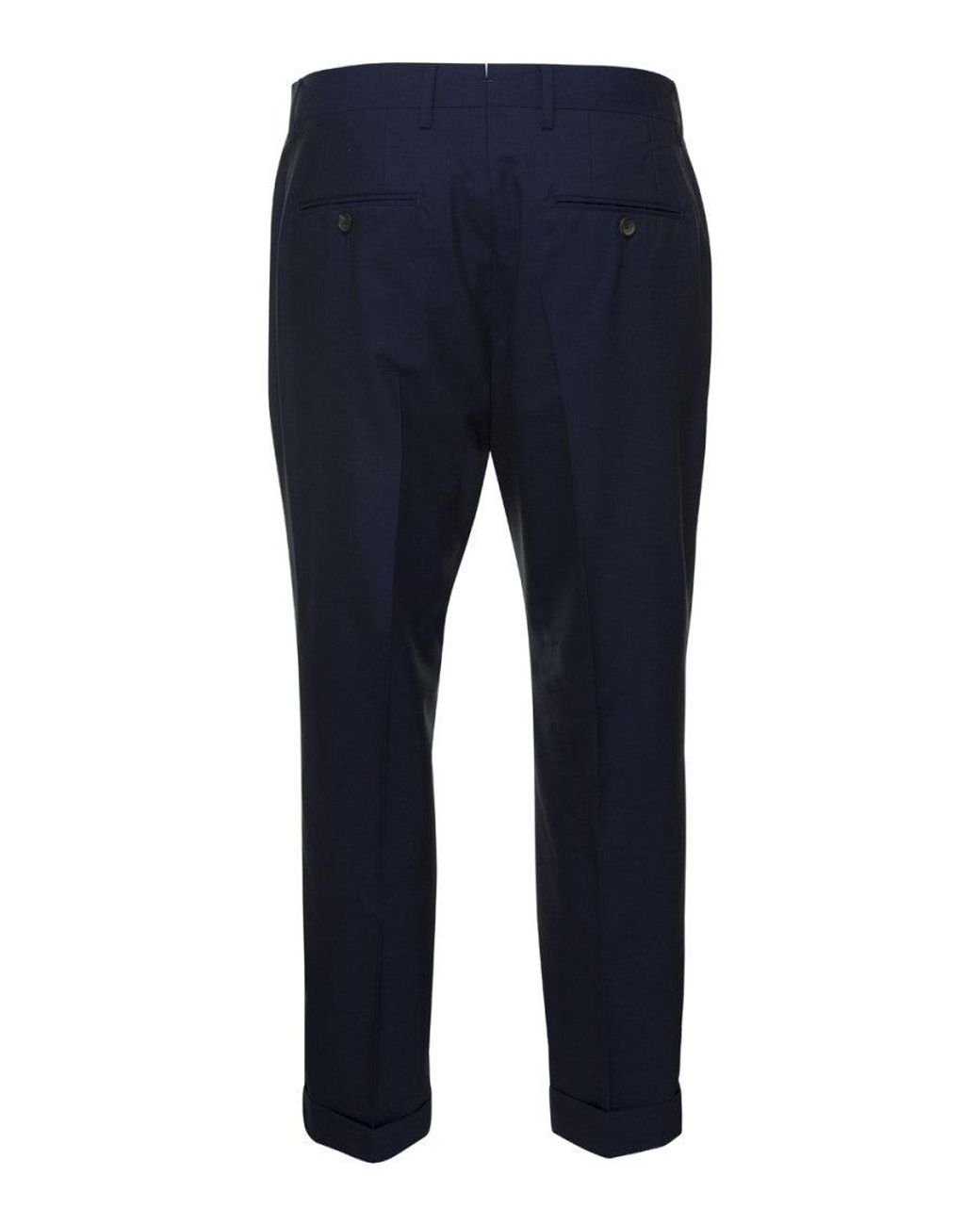 Reveres 1949 Blue Dark Tailored Trousers for men