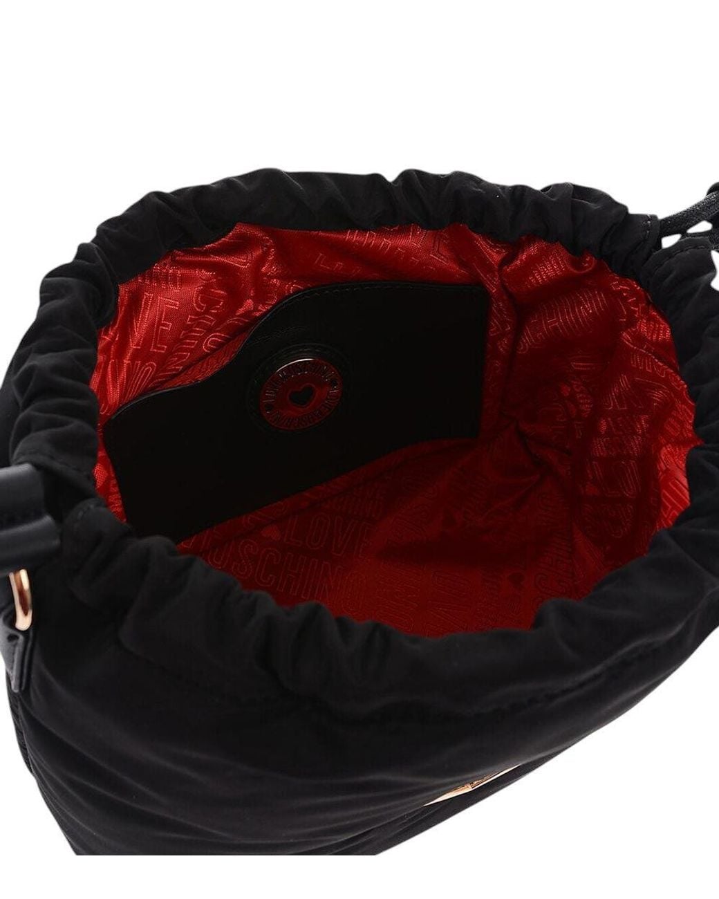 Love Moschino Black Logo Plaque Mini Bucket Bag