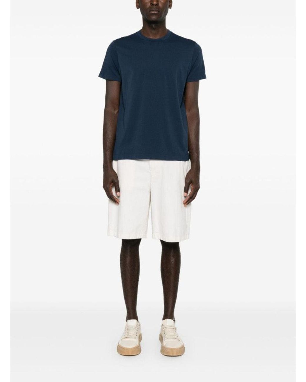 Finamore 1925 Blue Roundneck Solid T-Shirt for men