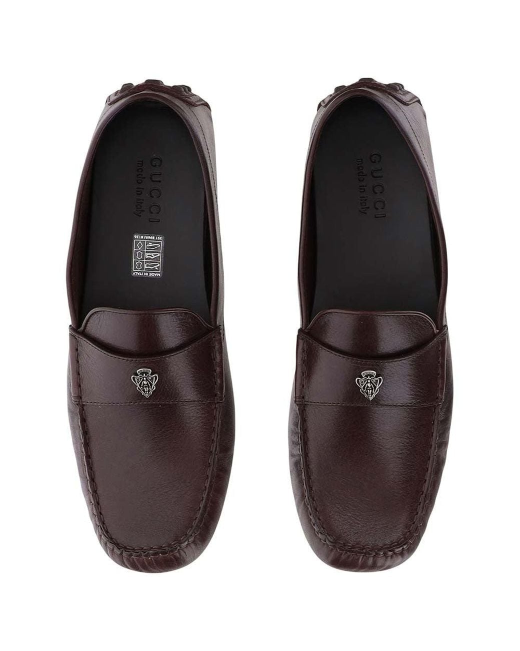 Gucci Brown Leather Logo Loafers for men