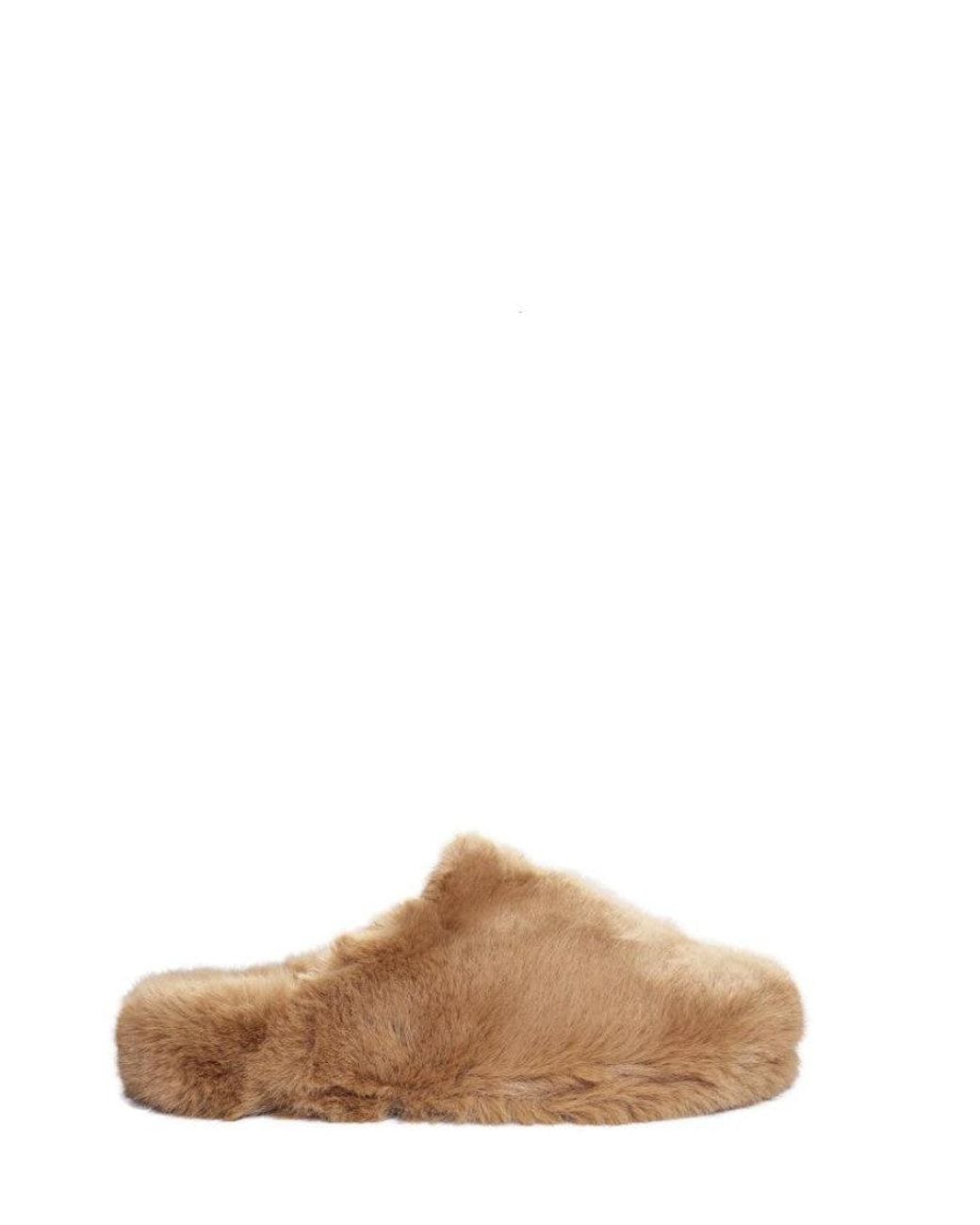 LA ROSE Brown Furry Slides