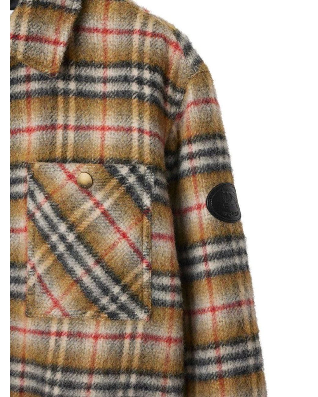 Burberry Brown Check Wool Overshirt for men