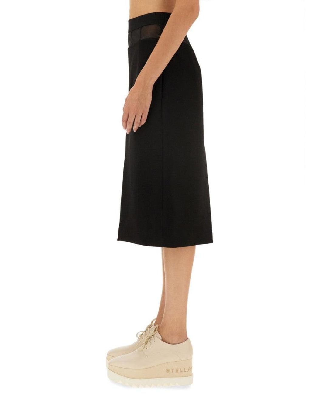 Stella McCartney Black Solid Midi Skirt