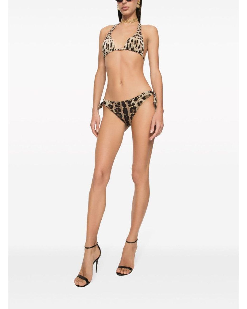 Dolce & Gabbana White Print Triangle Bikini Top