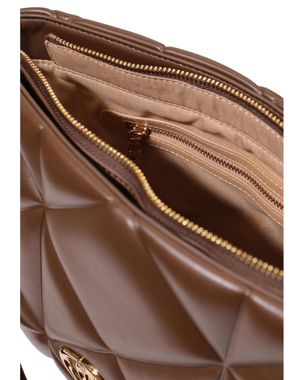 Love Moschino Brown Heart Logo Top Zip Tote