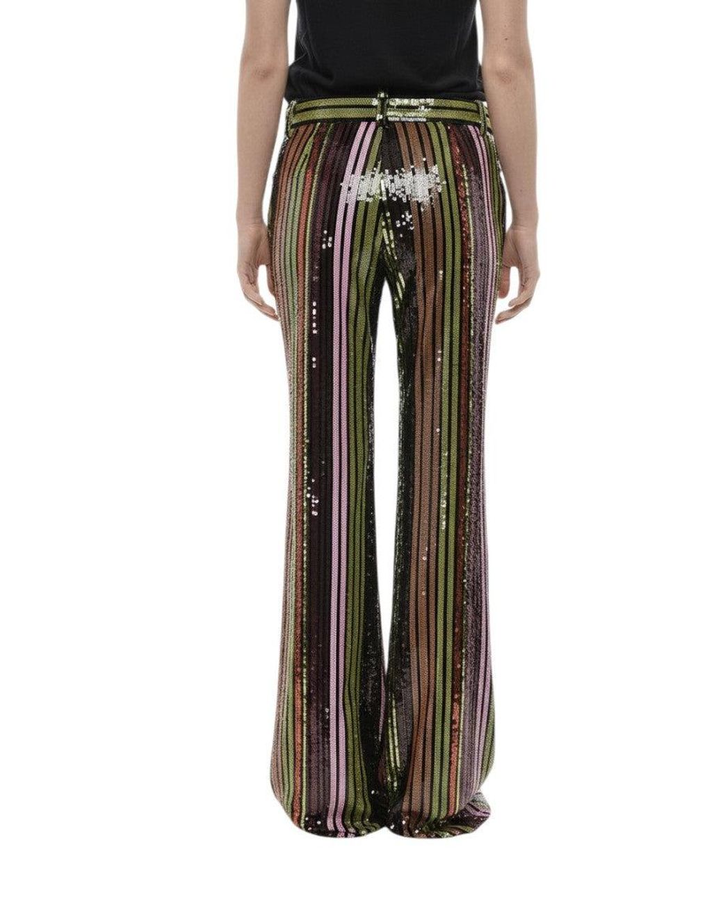 DSquared² Black Multi Color Flared Flat Front Pants