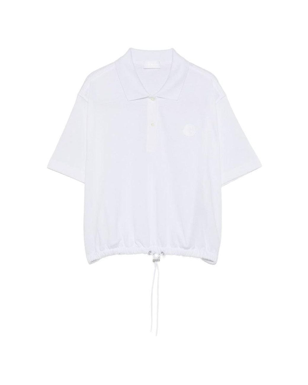 Moncler White Solid Shirt Collar Polo