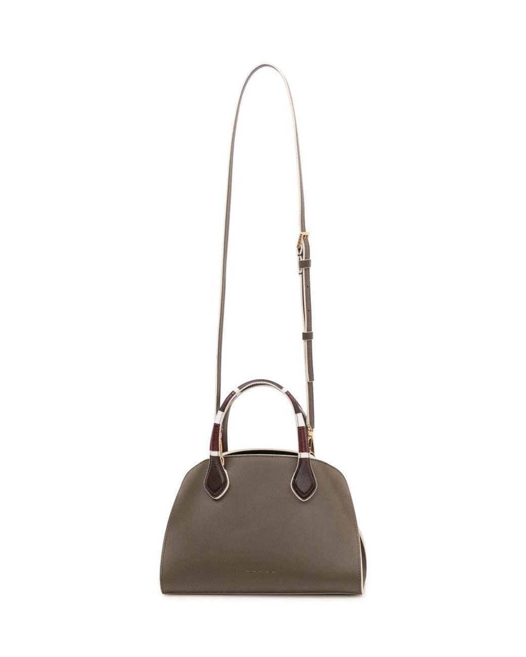 Marni Brown Overlap Small Satchel