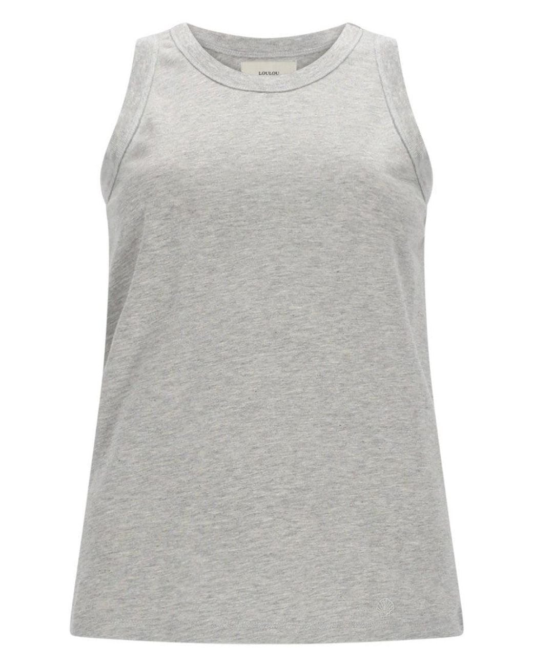 Loulou de Saison Gray Solid Round Neck Top