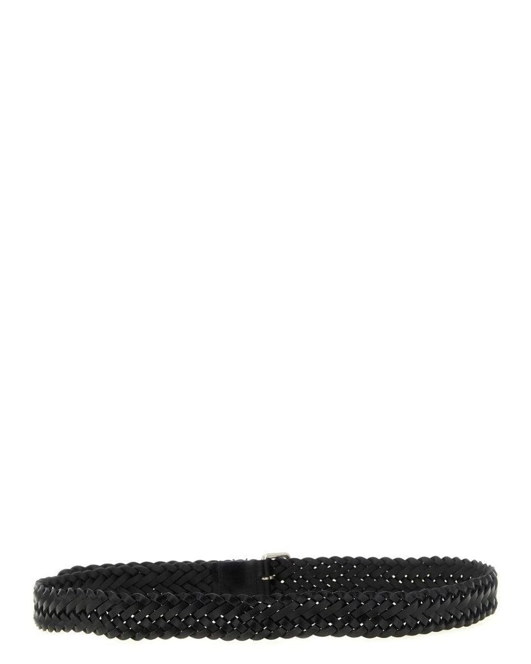 Saint Laurent Black Cassandre Buckle Belt for men