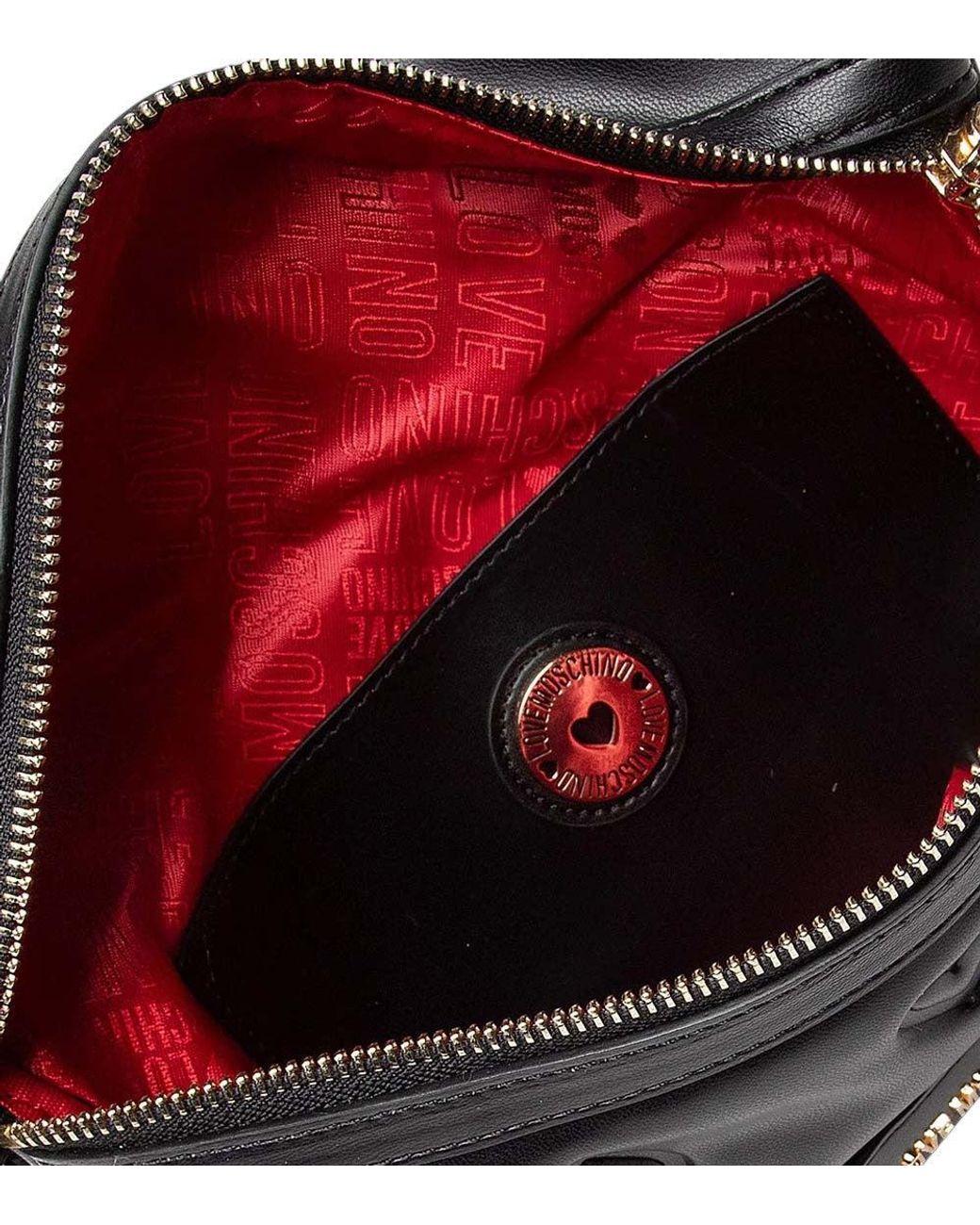 Love Moschino Black Embossed Hearts Medium Crossbody Bag