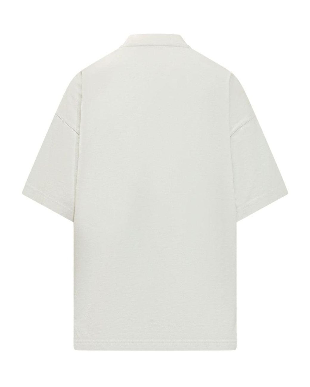 Palm Angels White Graphic Mock Collar T-Shirt