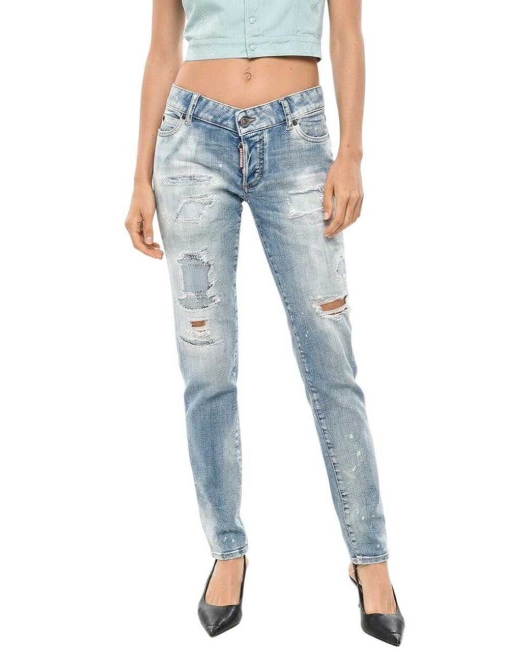 DSquared² Blue Slim Low Rise Jeans