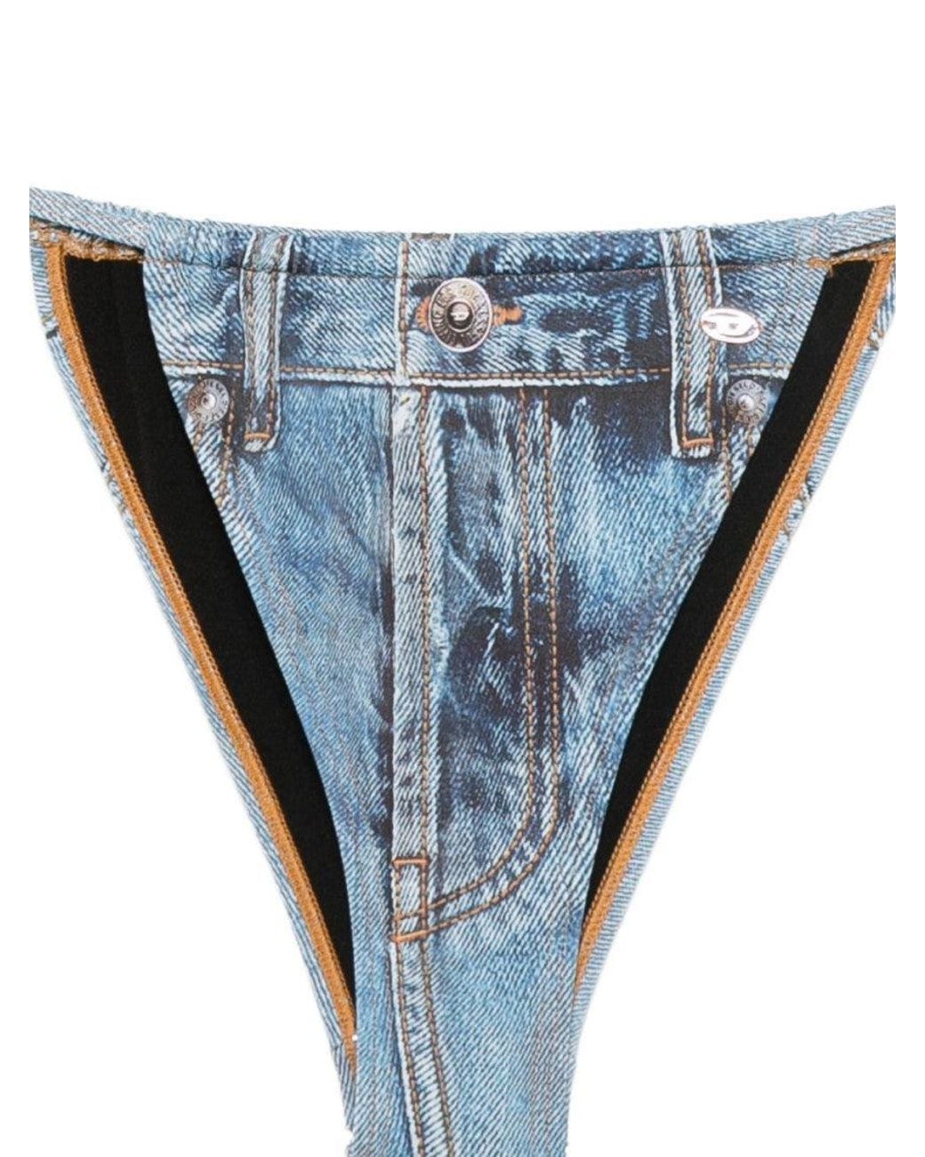 DIESEL Blue Logo Tie Bikini Bottom