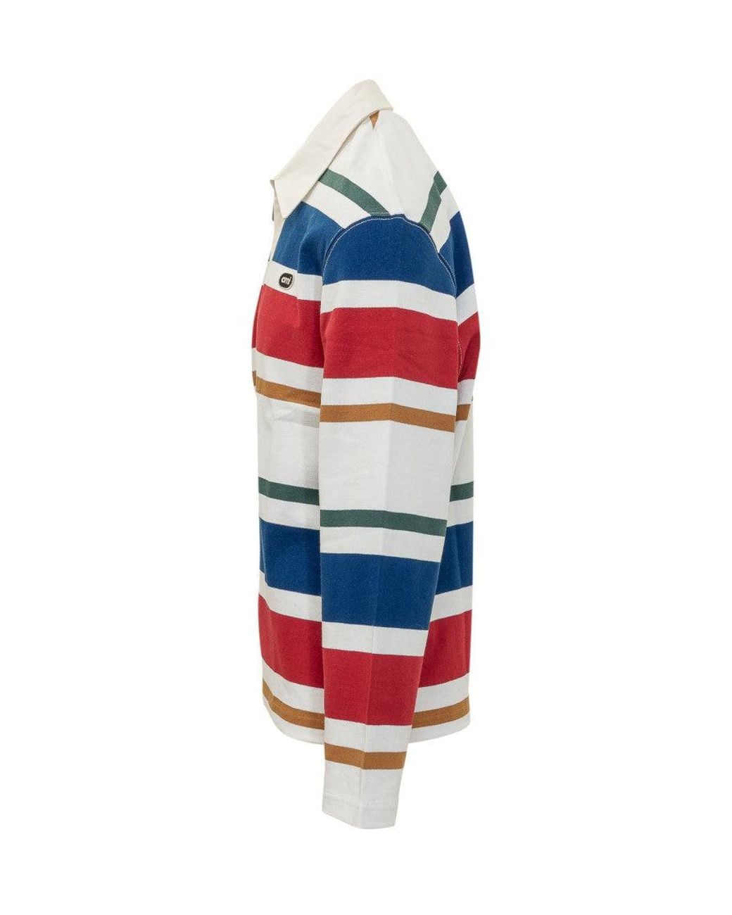 AMI Red Stripes Shirt Collar Polo for men