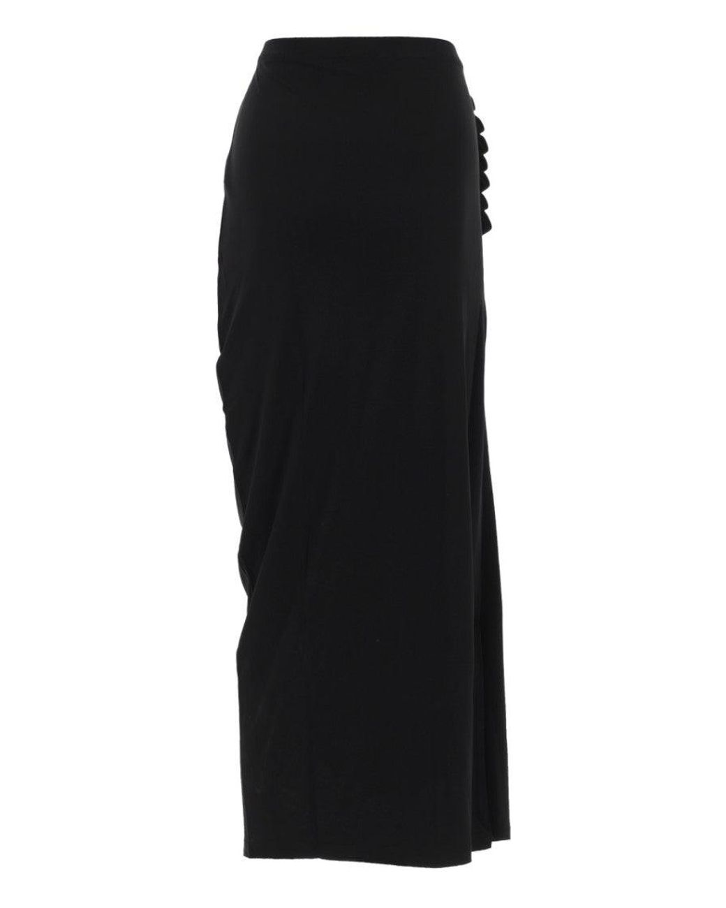 Rabanne Black Solid Midi Skirt