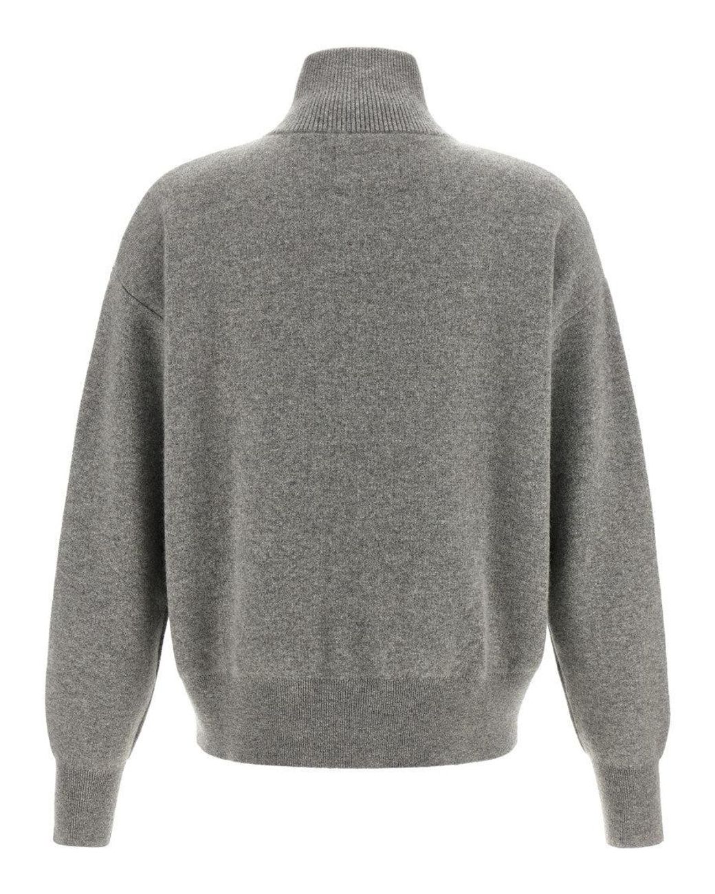 Extreme Cashmere Gray Zip Up Turtle Neck Cardigan for men