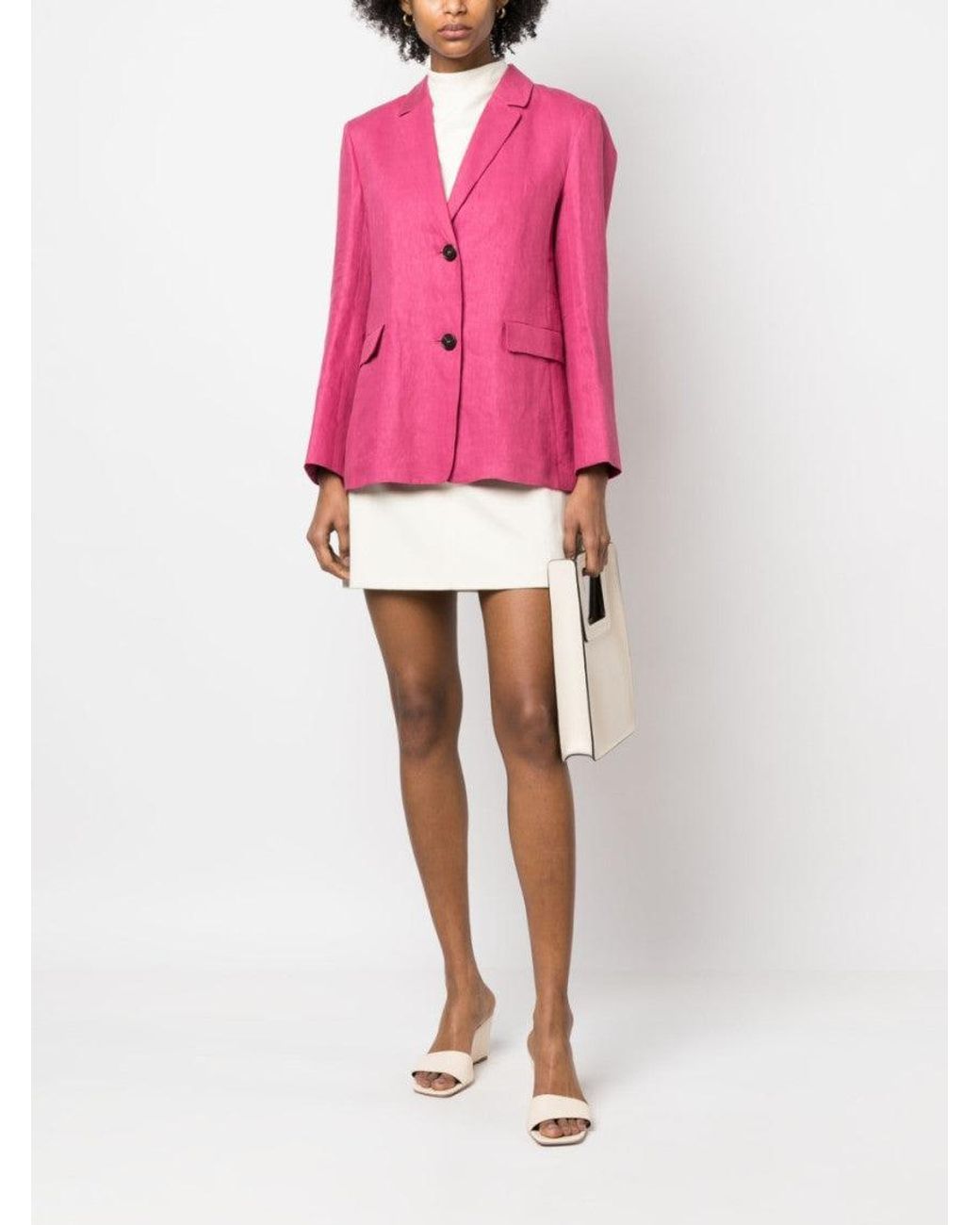 Max Mara Pink Single-Breasted Linen Blazer