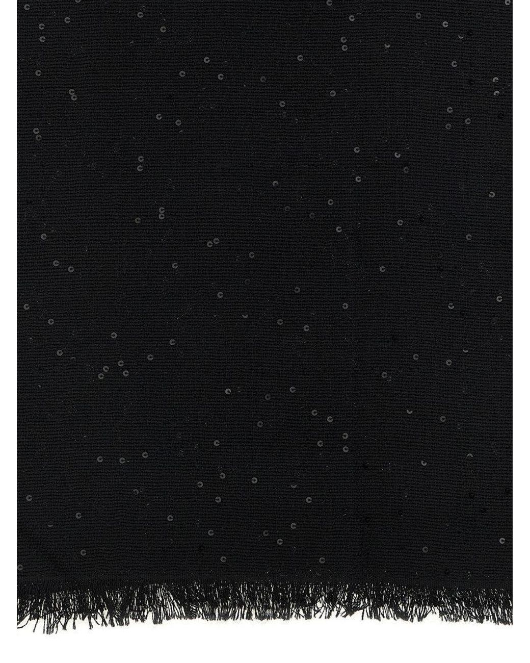 Brunello Cucinelli Black Diamante Embellished Scarf
