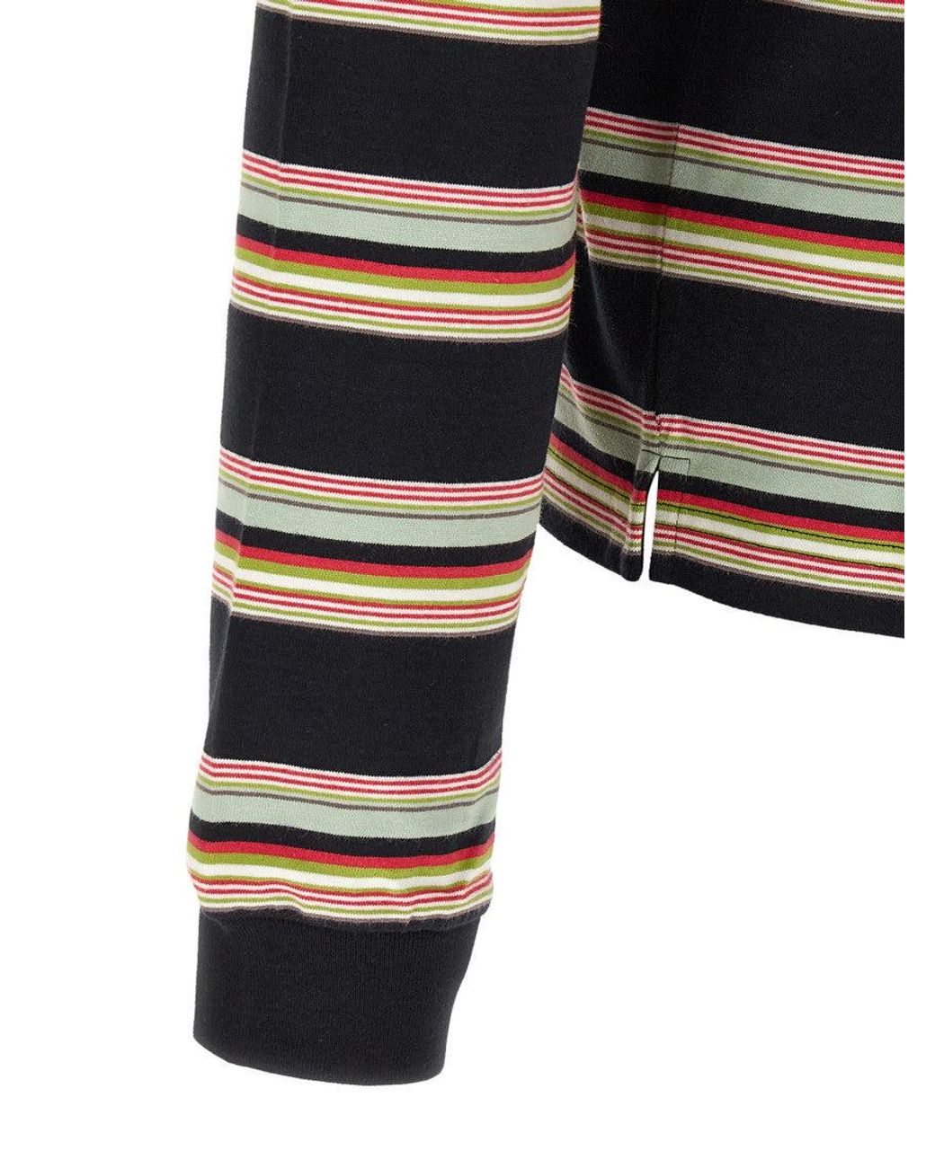 Marni Black Stripes Full Sleeves Polo for men