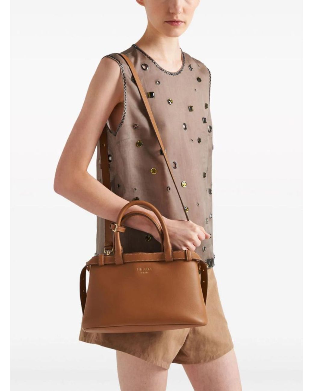 Prada Brown Leather Small Satchel Bag