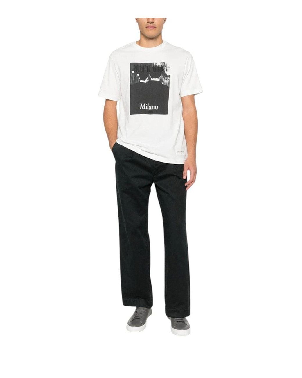 Emporio Armani White Graphic Regular T-Shirt for men