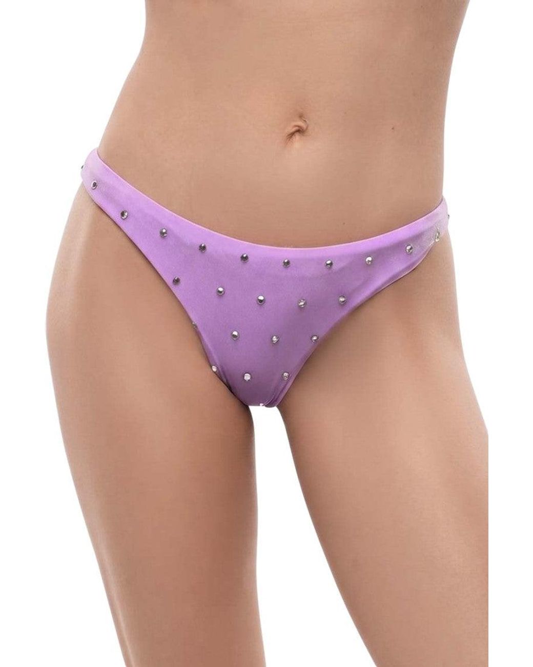 DSquared² Purple Embellished Bikini Bottom Swimwear