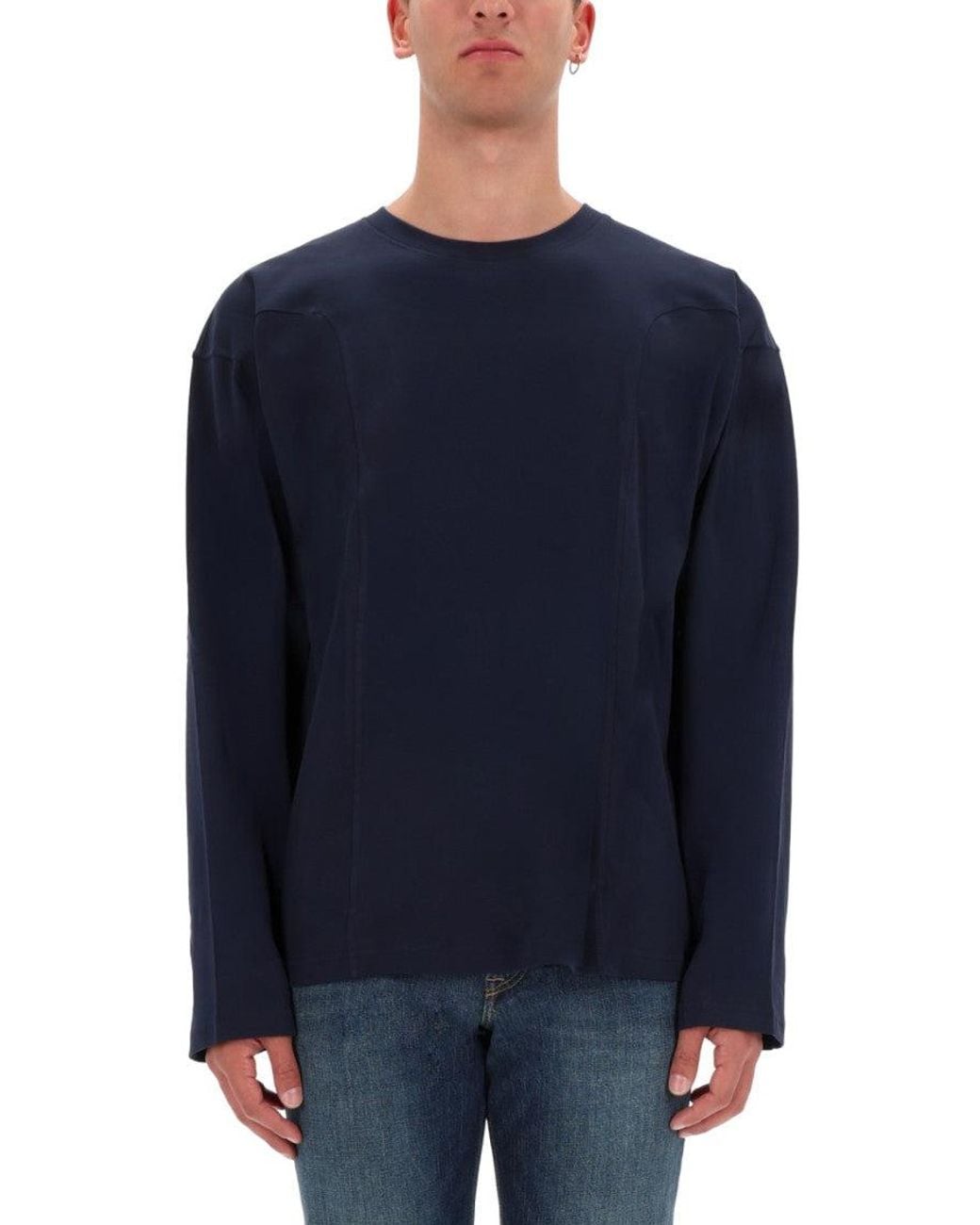 DIESEL Blue Solid Crew Neck T-Shirt for men
