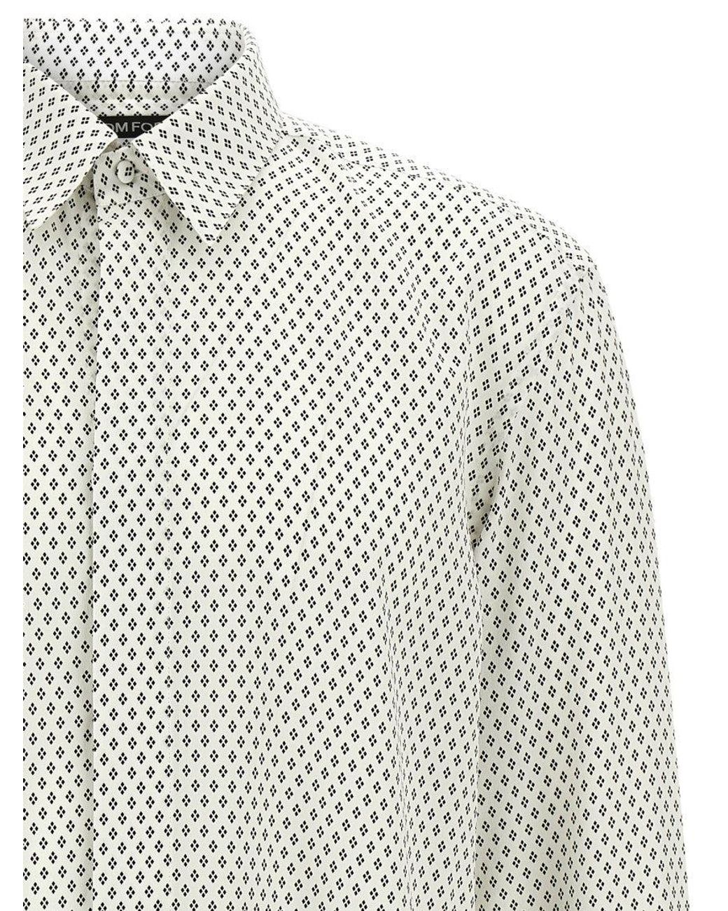 Tom Ford White Micro-Print Shirt for men