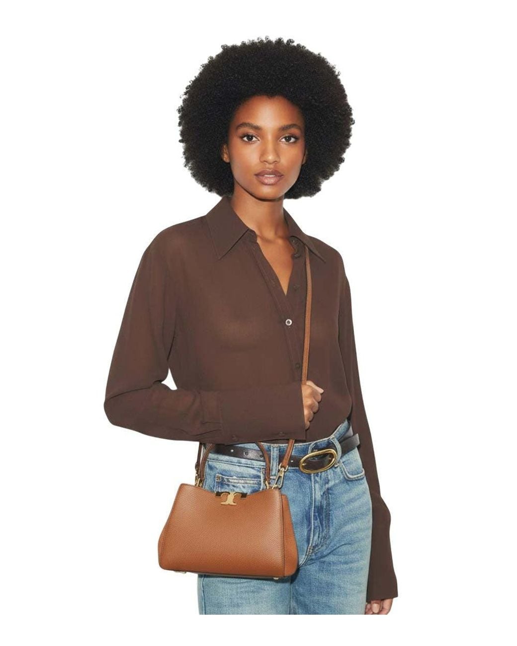 Tory Burch Brown Tan Eleanor Mini Satchel