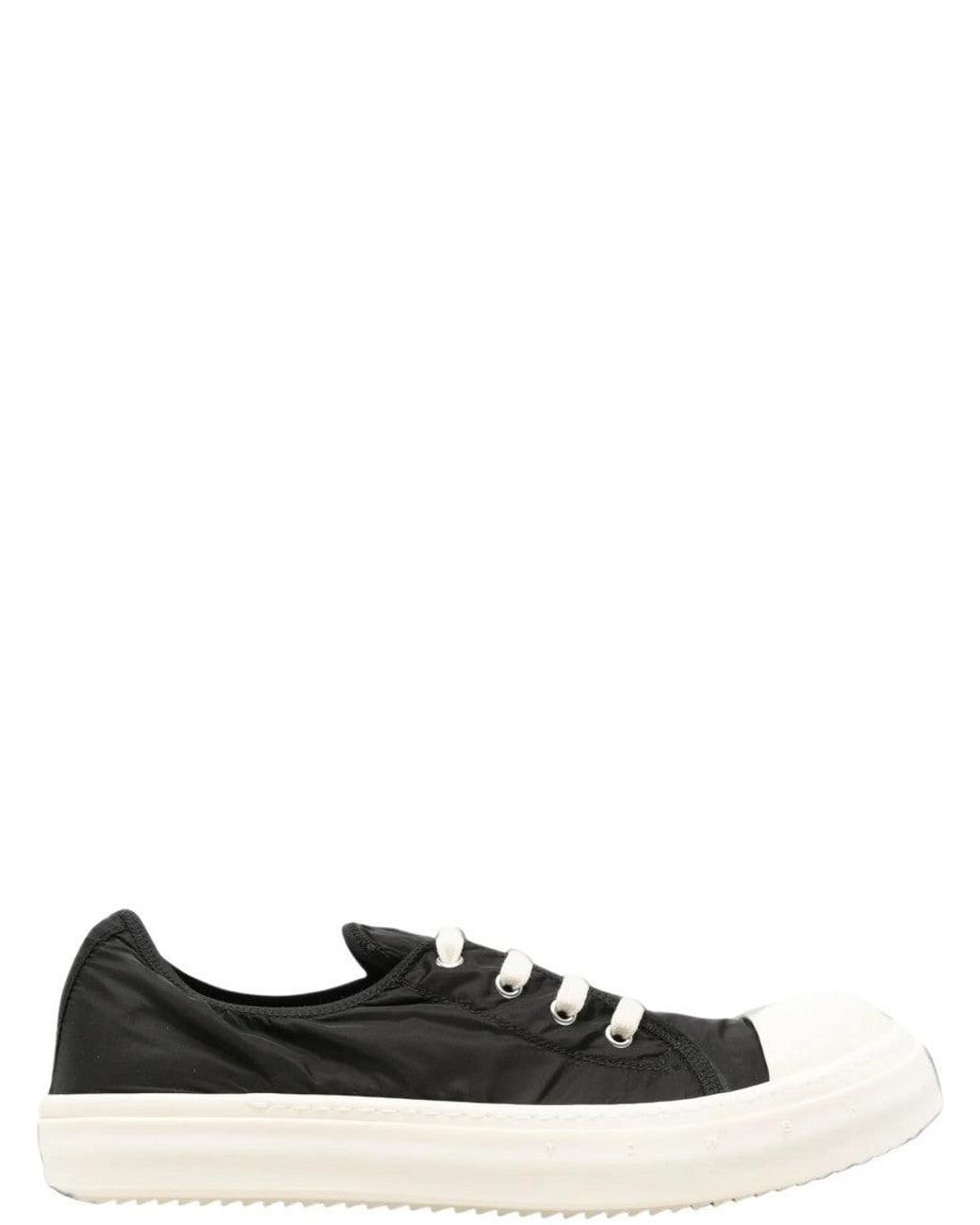 Rick Owens Black Lace Up Low-Top Sneakers for men