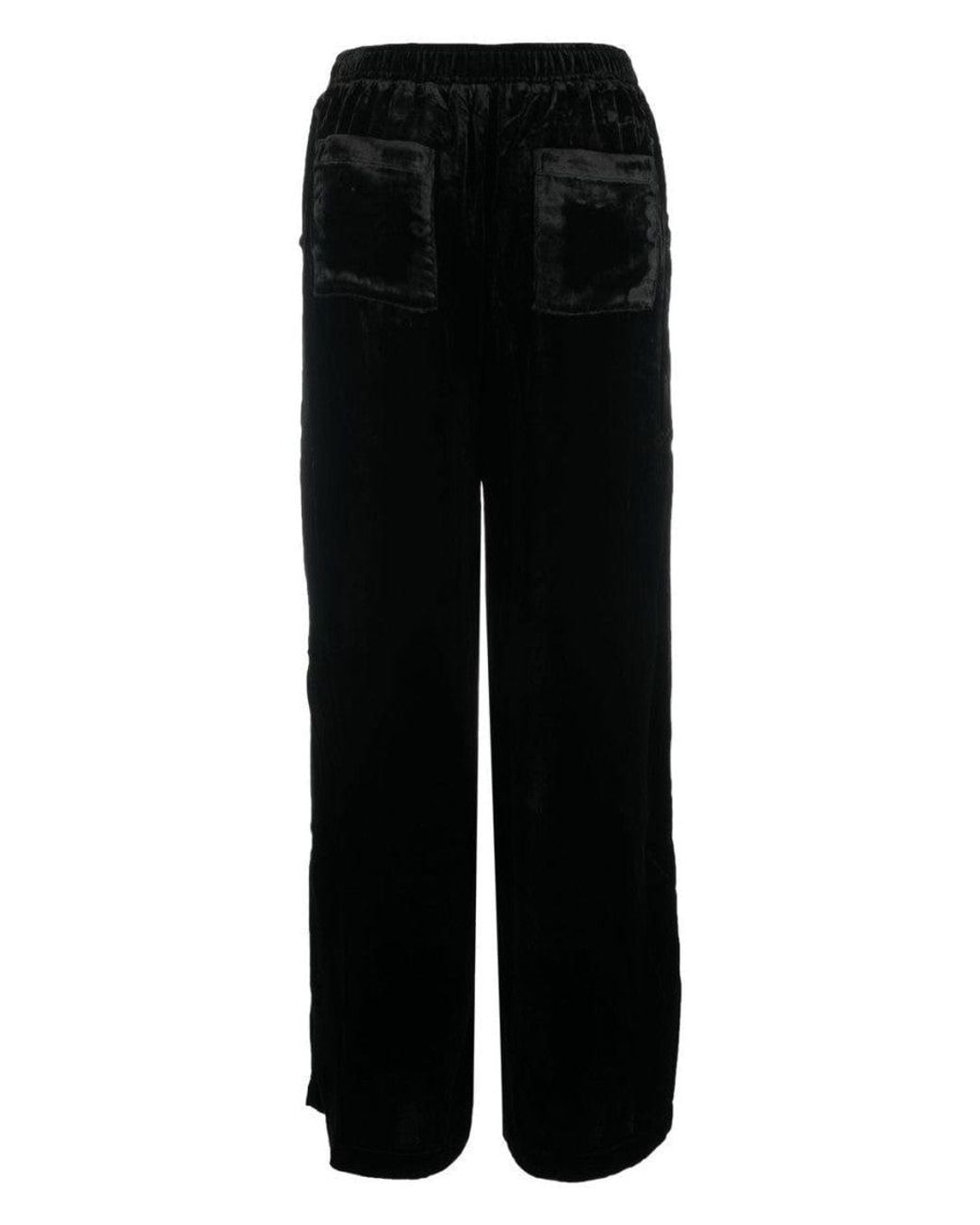 Gold Hawk Black Velvet Wide-Leg Trousers