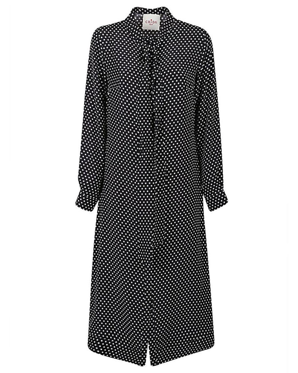 CRI.DA Gray Polka Dot Silk Midi Dress