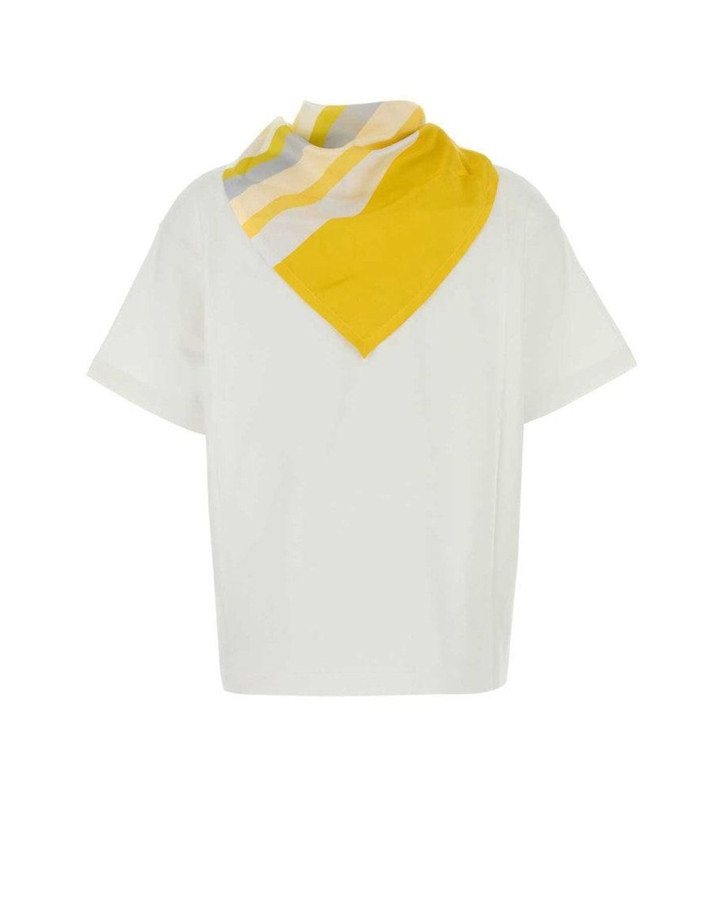 Bottega Veneta White Crew Neck Scarf T-Shirt