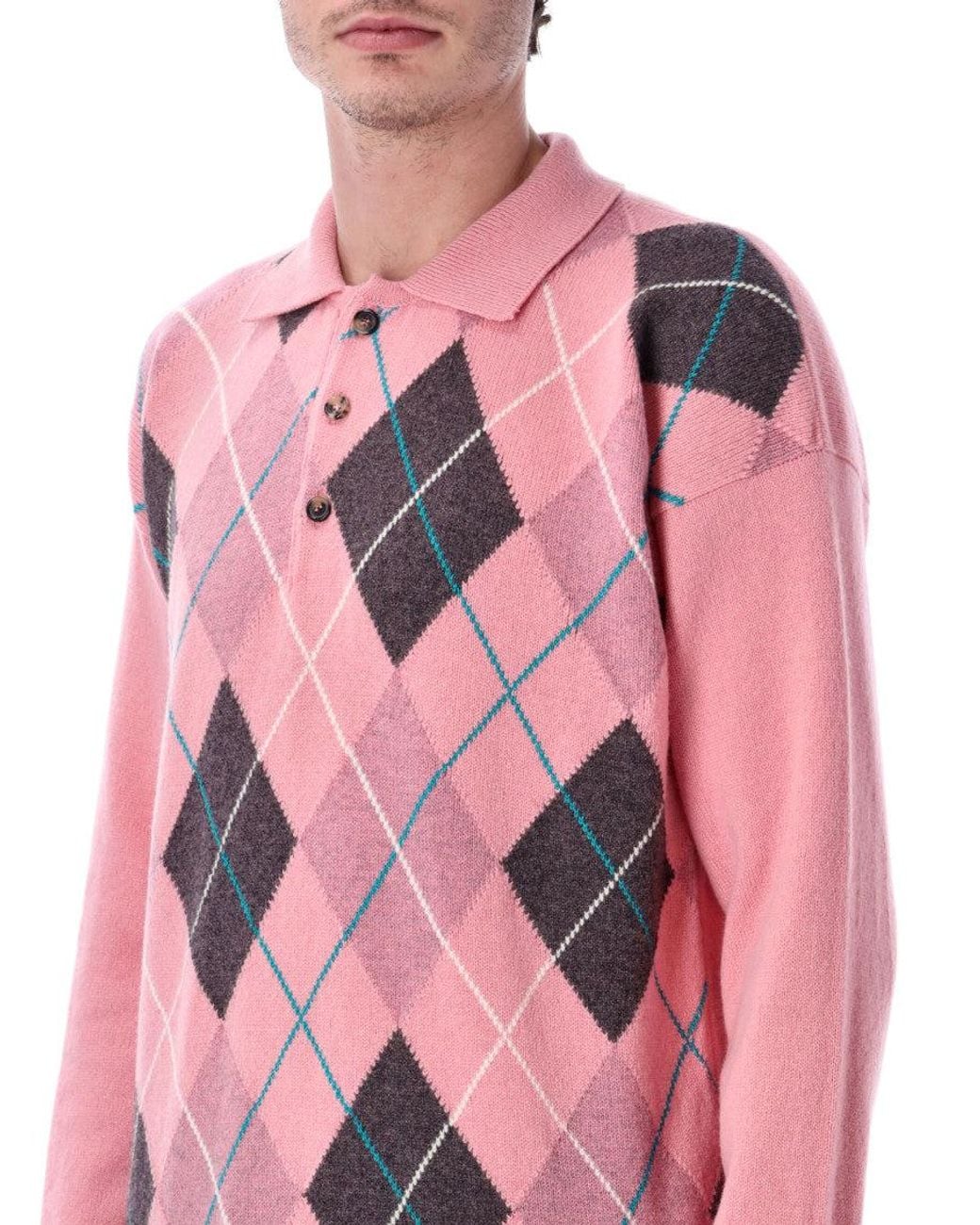 J.W. Anderson Pink Light None Button Down Collar Polo for men