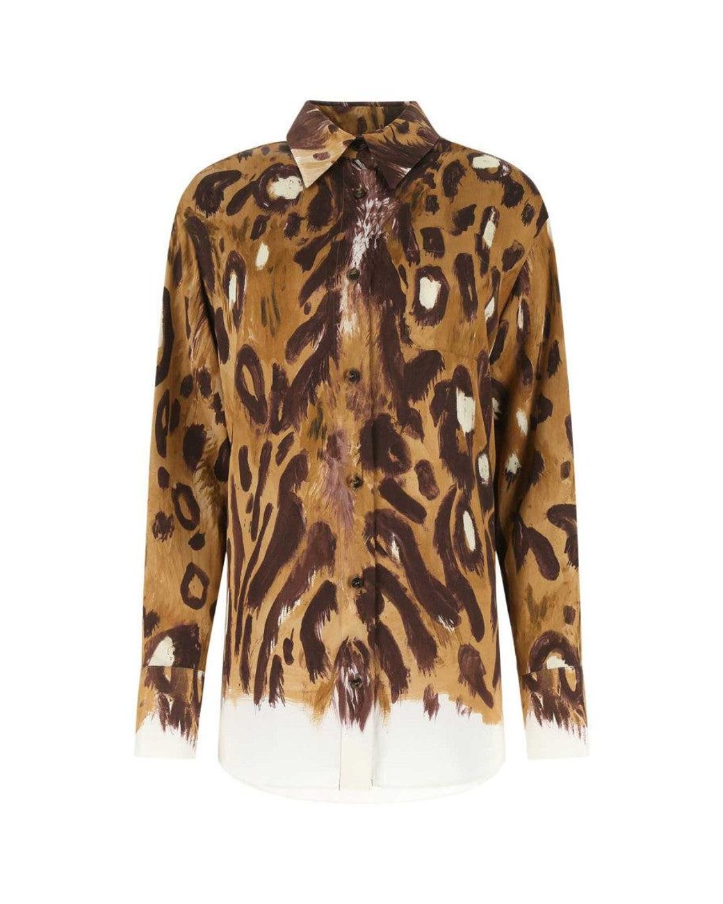 Marni Brown Printed Satin Oversize Shirt