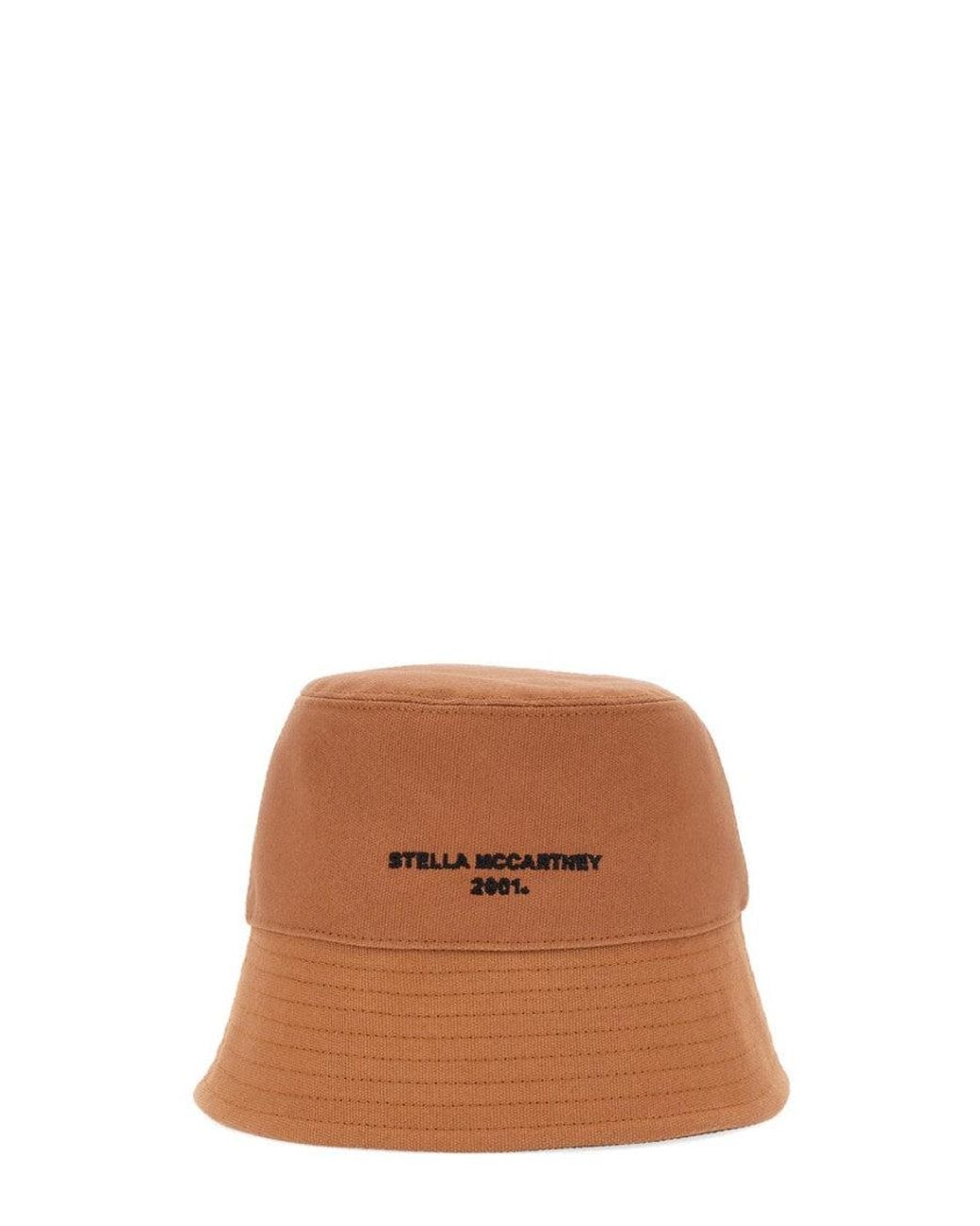 Stella McCartney Brown Camel Logo Bucket Hat