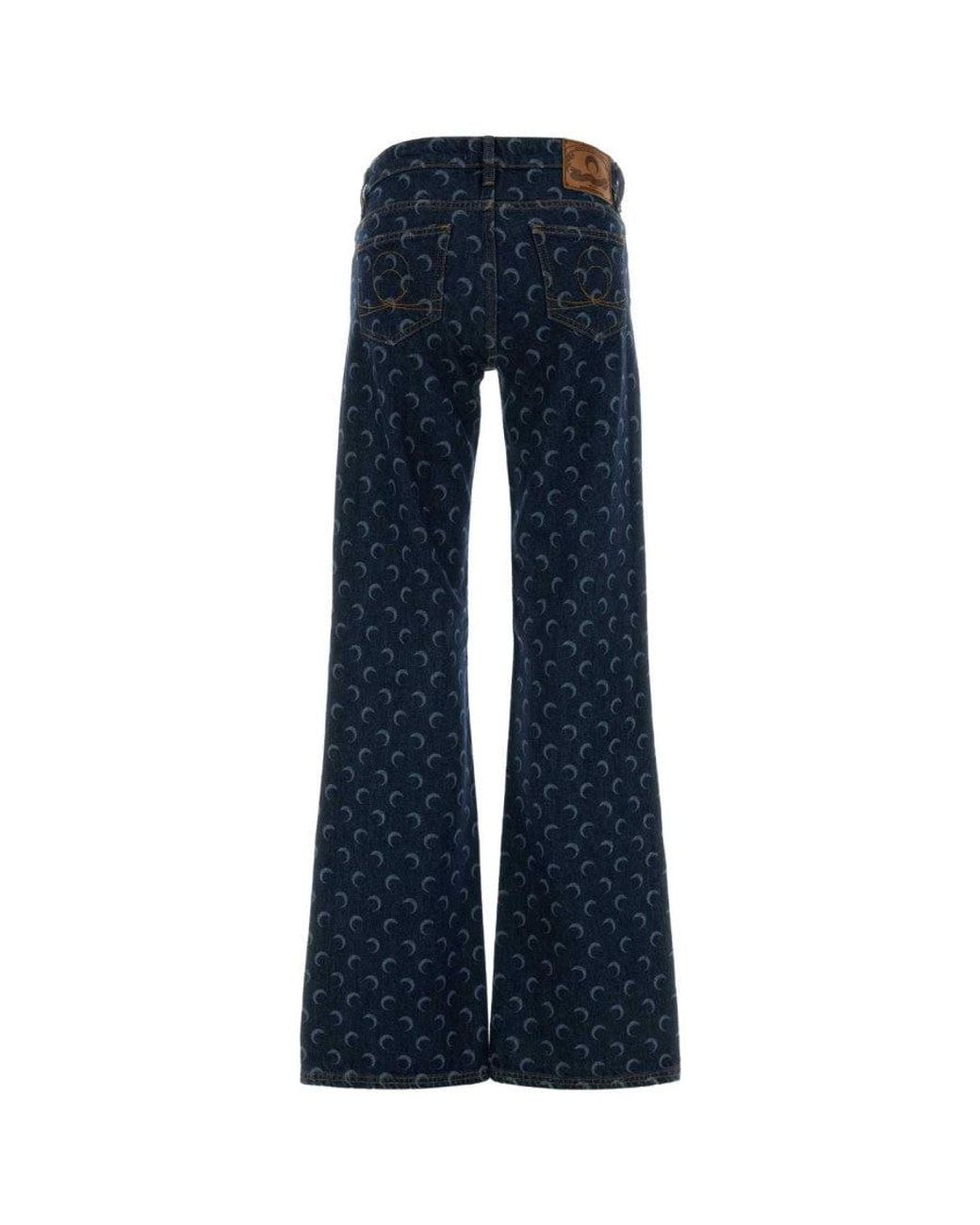 MARINE SERRE Blue Flared Mid Rise Jean