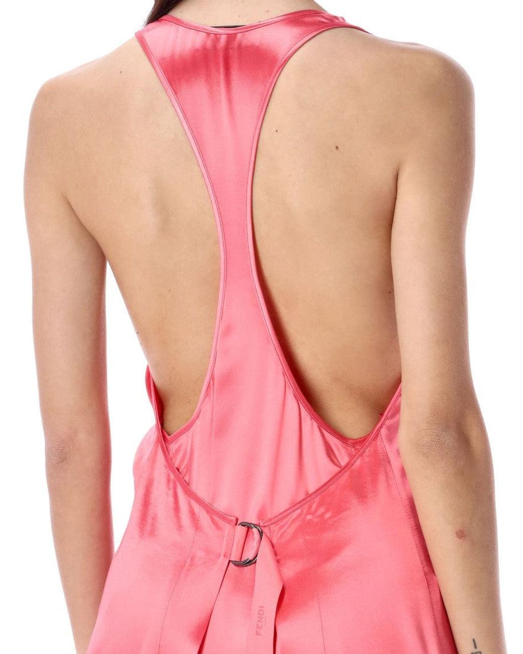 Fendi Pink Satin Long Dress