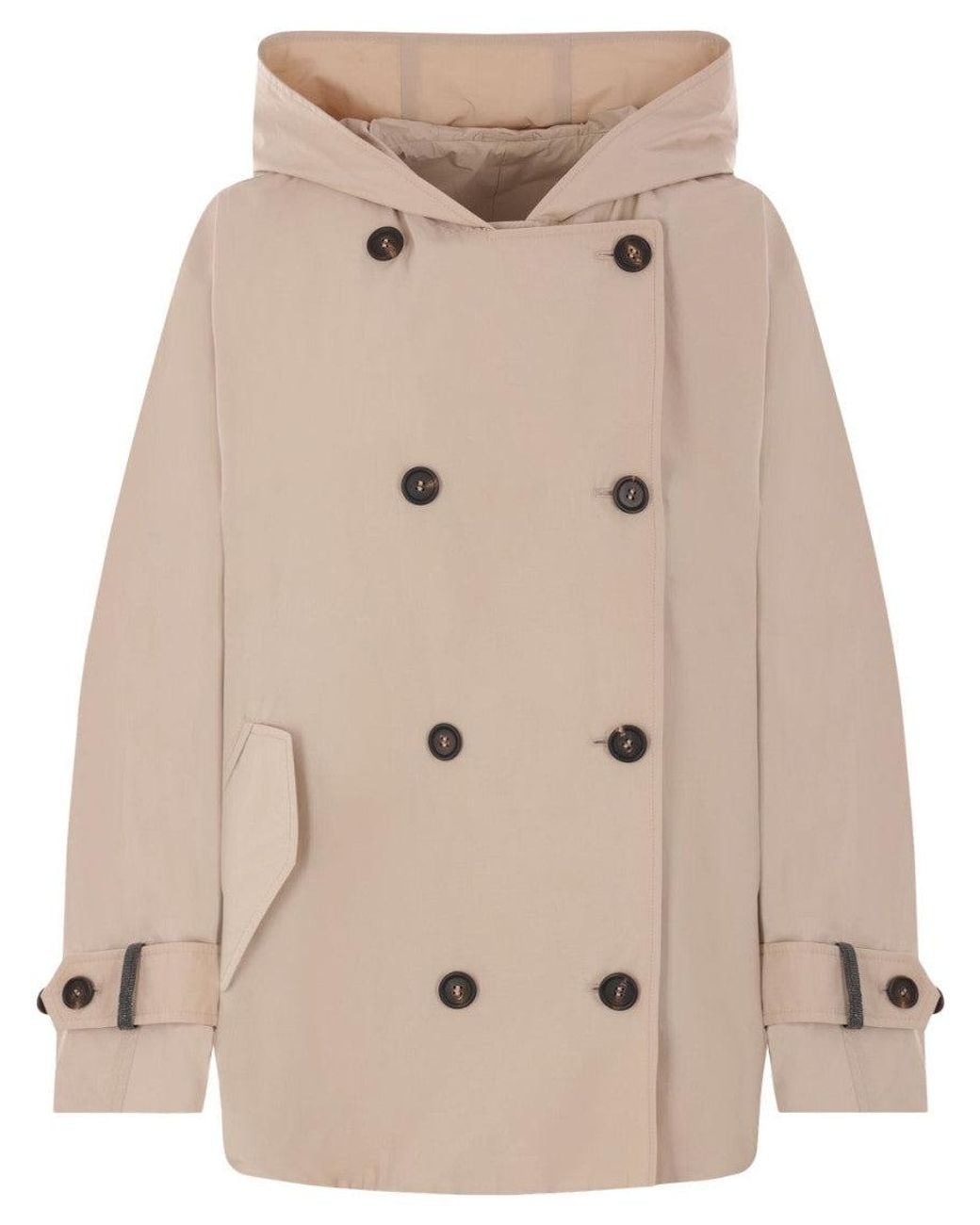 Brunello Cucinelli Natural Taffeta Parka Coat