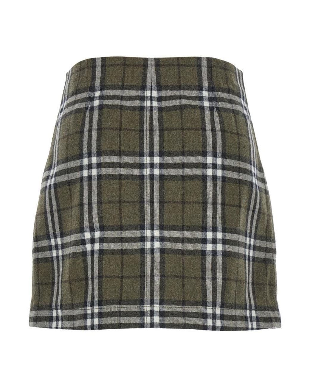 Burberry Green Checks Mini Skirt